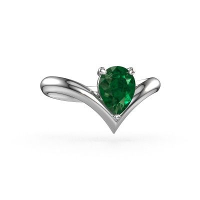 Engagement ring Maddy PER 585 white gold emerald 8x6 mm