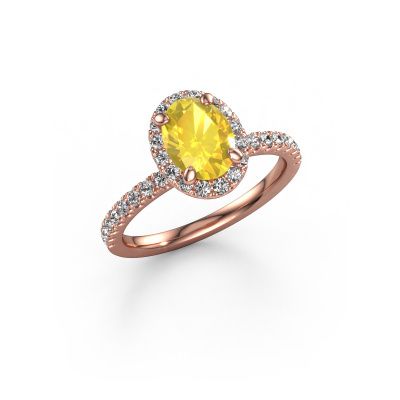 Engagement ring Miranda ovl 585 rose gold yellow sapphire 8x6 mm