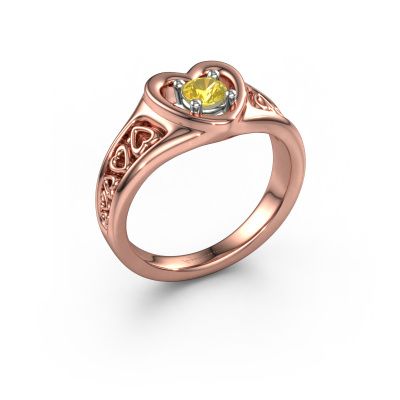 Bague Eura 585 or rose saphir jaune 4 mm