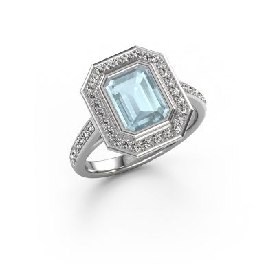 Engagement ring Noud 2 EME 950 platinum aquamarine 8x6 mm