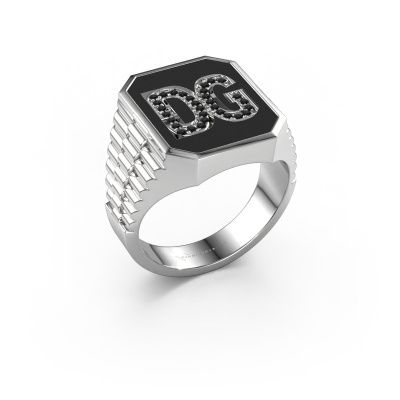 Rolex style ring Stephan 3 585 white gold black diamond 0.006 crt