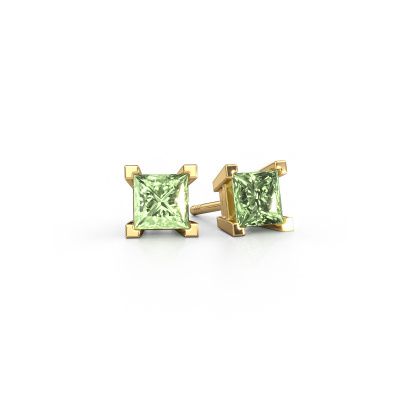 Stud earrings Ariane 585 gold green lab grown diamond 5 mm