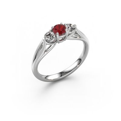 Bague de fiançailles Amie RND 950 platine rubis 4.2 mm