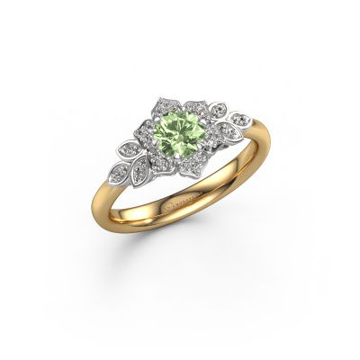 Engagement ring Tatjana 585 gold green lab grown diamond 5 mm