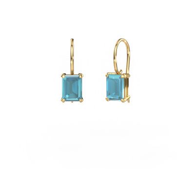 Pendants d'oreilles Cleo EME 585 or jaune topaze bleue 8x6 mm