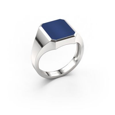 Signet ring Lars 2 light 585 white gold lapis 12x10 mm