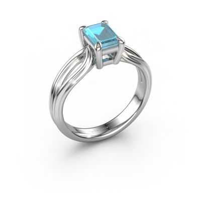 Engagement ring Antonia eme 1 950 platinum blue topaz 7x5 mm