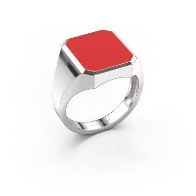 Signet ring Lars 3 light 950 platinum red enamel 14x12 mm