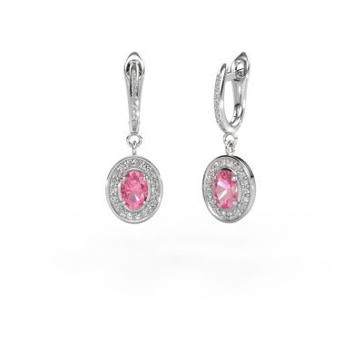 Pendants d'oreilles Layne 2 950 platine saphir rose 7x5 mm