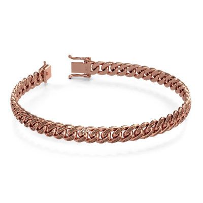 Cuban link armband ±8 mm rosé goud bruine diamant
