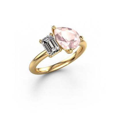 Engagement ring Toi et Moi PER-EME 585 gold morganite champagne 9x7 mm
