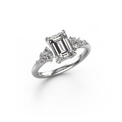 Engagement ring Royce EME 950 platinum zirconia 8x6 mm