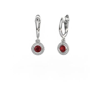 Pendants d'oreilles Noud RND 950 platine rubis 4 mm