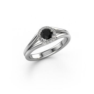 Verlobungsring Verla rnd 1 950 Platin Schwarz Diamant 0.585 crt