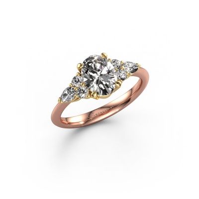 Engagement ring Melani OVL 585 rose gold zirconia 8x6 mm