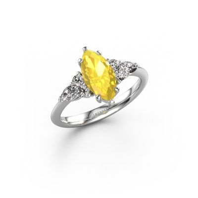 Engagement ring Melani MRQ 950 platinum yellow sapphire 11x5.5 mm