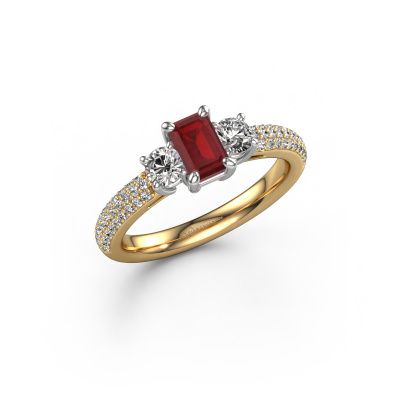Engagement ring Marielle EME 585 gold ruby 6x4 mm