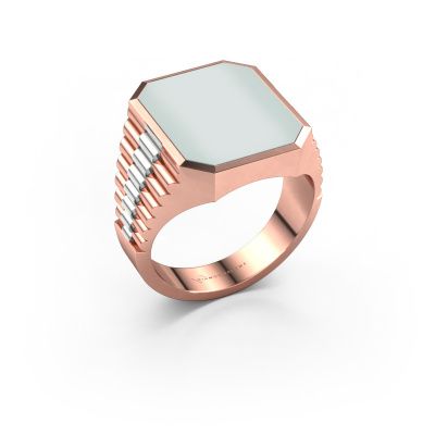 Zegelring Brent 4 585 rosé goud groene lagensteen 16x13 mm
