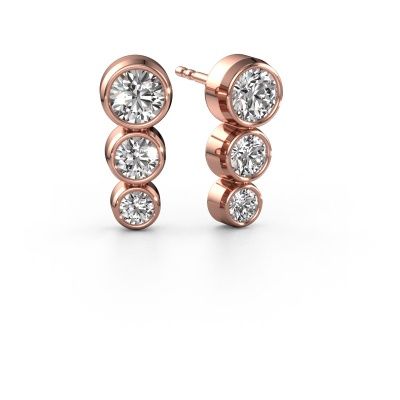 Stud earrings Linda 585 rose gold diamond 1.74 crt