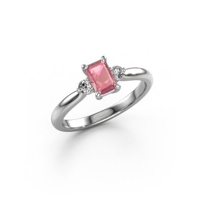 Engagement ring Lieselot EME 950 platinum tourmaline pink 6x4 mm