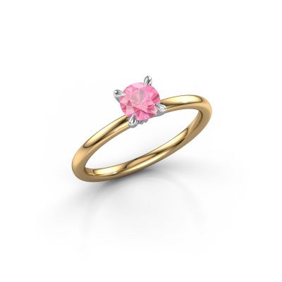 Verlovingsring Crystal RND 1 585 goud roze saffier 5 mm