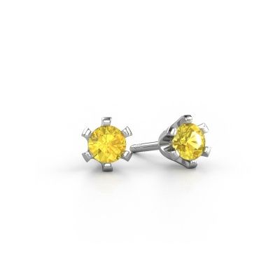 Clous d'oreilles Shana 585 or blanc saphir jaune 4 mm