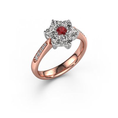 Engagement ring Chantal 2 585 rose gold ruby 1.7 mm
