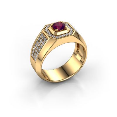 Heren ring Pavan 375 goud rhodoliet 5 mm