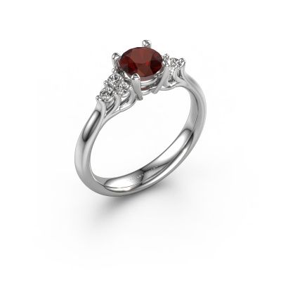 Engagement ring Monika RND 585 white gold garnet 5.5 mm