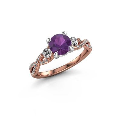Engagement ring Marilou RND 585 rose gold amethyst 6.5 mm