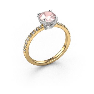 Engagement ring Saskia rnd 1 585 gold morganite champagne 6.5 mm