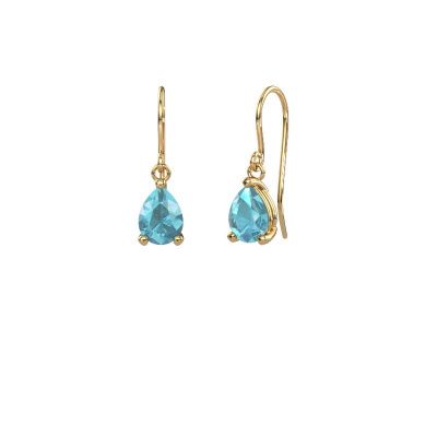 Drop earrings Laurie 1 585 gold blue topaz 8x6 mm