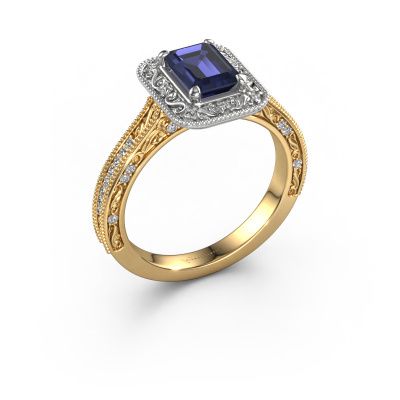 Engagement ring Alice EME 585 gold sapphire 7x5 mm