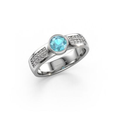 Engagement ring Ise 3 950 platinum blue topaz 4.7 mm