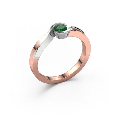 Ring Lola 585 rosé goud smaragd 4 mm