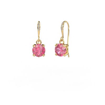 Drop earrings Laurie RND 2 585 gold pink sapphire 5.7 mm