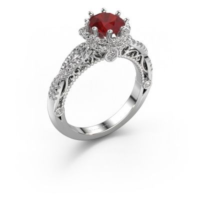 Bague de fiançailles Lysanne 950 platine rubis 6.5 mm