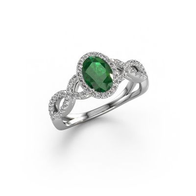 Engagement ring Dionne ovl 585 white gold emerald 7x5 mm
