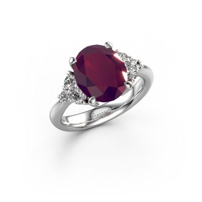 Engagement ring Aleida OVL 1 950 platinum rhodolite 9x7 mm