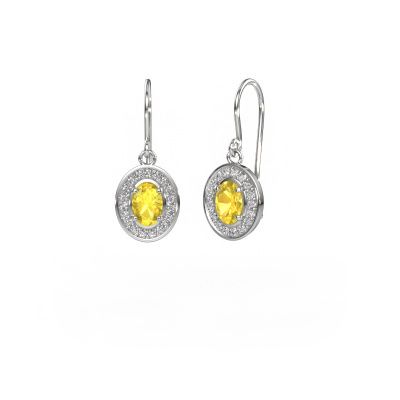 Drop earrings Layne 1 585 white gold yellow sapphire 6.5x4.5 mm