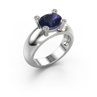 Ring Tamara OVL 585 white gold sapphire 9x7 mm