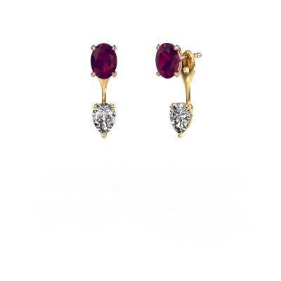 Pendants d'oreilles Kate OVL-PER 585 or rose rhodolite 7x5 mm