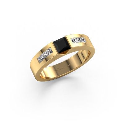 Bague de fiançailles Arlena 2 585 or jaune diamant noir 0.78 crt