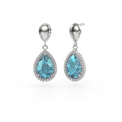 Pendants d'oreilles Tilly per 1 950 platine topaze bleue 12x8 mm