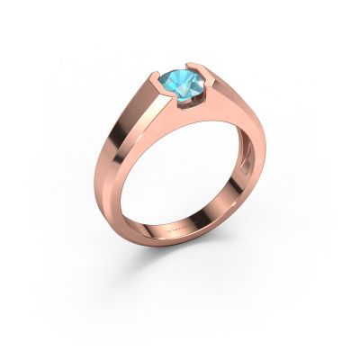 Men's ring Indigo 585 rose gold blue topaz 6 mm
