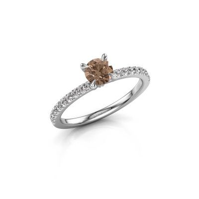 Verlobungsring Crystal rnd 2 585 Weißgold Braun Diamant 0.680 crt