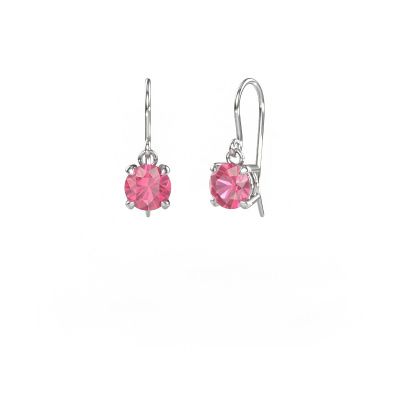 Pendants d'oreilles Laurie RND 1 950 platine saphir rose 6 mm