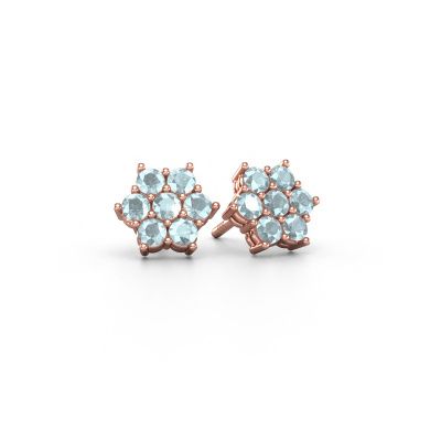Stud earrings Bonita 585 rose gold aquamarine 2.4 mm
