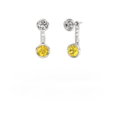 Boucles d'oreilles Halle 585 or blanc saphir jaune 6 mm