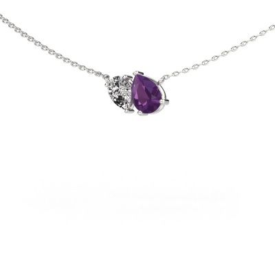 Pendant Toi et Moi PER PER 585 white gold amethyst 8x6 mm